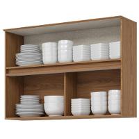 Armário Aéreo 2 Portas Basculantes Ripado Com Vidro 120 Cm Requinte Nature – Henn - 2