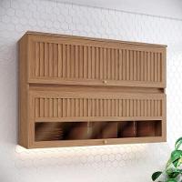 Armário Aéreo 2 Portas Basculantes Ripado Com Vidro 120 Cm Requinte Nature – Henn - 4