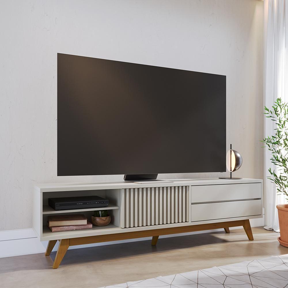 Rack Para Tv Até 75 Polegadas 1 Porta 2 Gavetas Veneza Off White 200cm - 6
