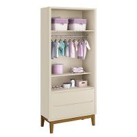 Jogo De Quarto Infantil Guarda Roupa 2 Portas E Cômoda 1 Porta Classic Areia Fosco Com Pés Amadeirado - Reller Móveis Areia Fosco - 2