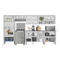 Cozinha Compacta Com Armário E Balcão Xangai Jazz Multimóveis Branca/Preta Branco/Preto - 5