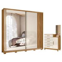 Guarda Roupa Casal Dhara E Cômoda Lisboa Freijó Off White - Moval - 1