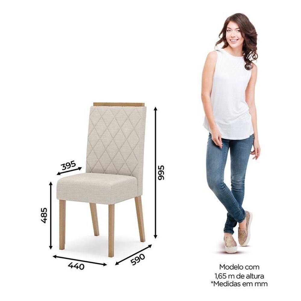 Cadeira Para Mesa De Jantar Nina Kit 2 Peças Nature Linho - Henn - 4