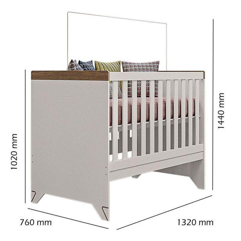 Berço Americano Retro Maya E Cômoda Gaveteiro Emilly Off White Carvalho Com Colchão Ortobom - Canaã - 2