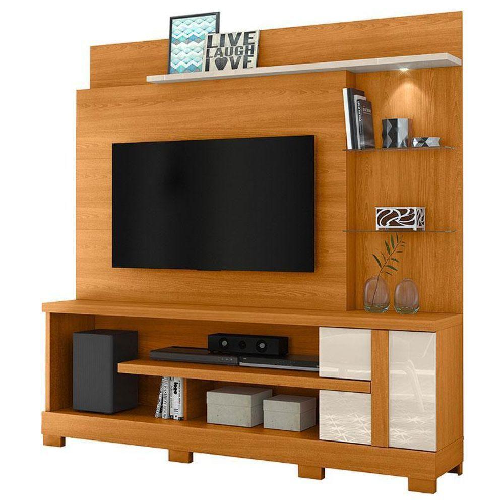 Estante Home Theater Alan Com Pés E Aparador Com Mesa De Centro Frizz Cinamomo Off White - Madetec - 5