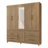 Cômoda Montevidéu E Guarda Roupa Casal Guarujá Amêndola Touch - Demóbile