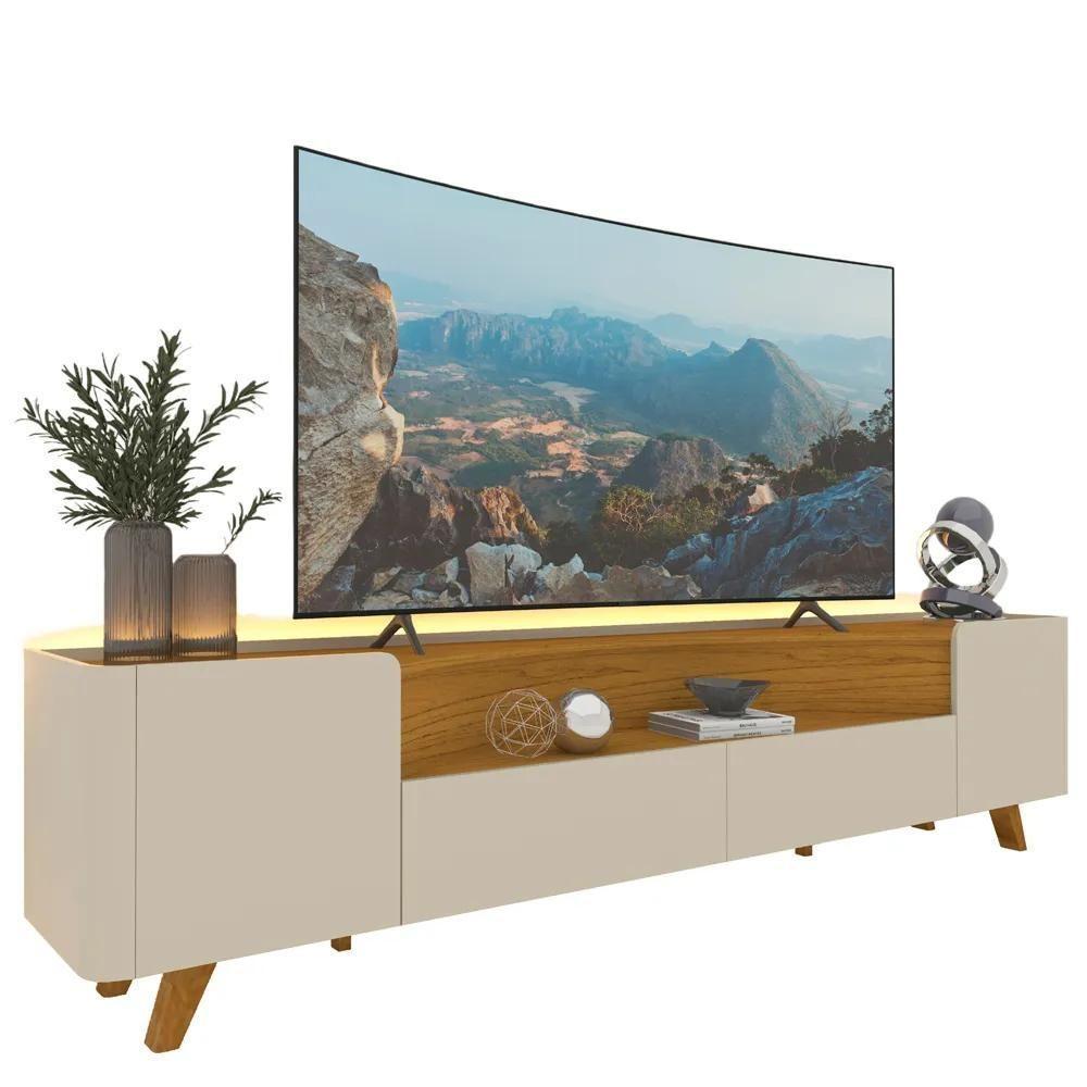 Rack Para Tv Até 75 Polegadas 2 Portas 2 Gavetas Infinity Off White 230cm - 1