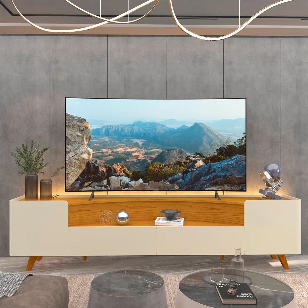 Rack Para Tv Até 75 Polegadas 2 Portas 2 Gavetas Infinity Off White 230cm - 2