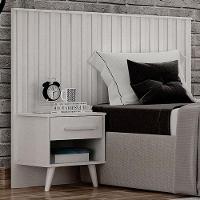 Painel Cabeceira Solteiro Milano Ripado Com Criado Branco – Leifer Móveis - 3