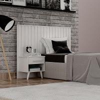 Painel Cabeceira Solteiro Milano Ripado Com Criado Branco – Leifer Móveis - 4