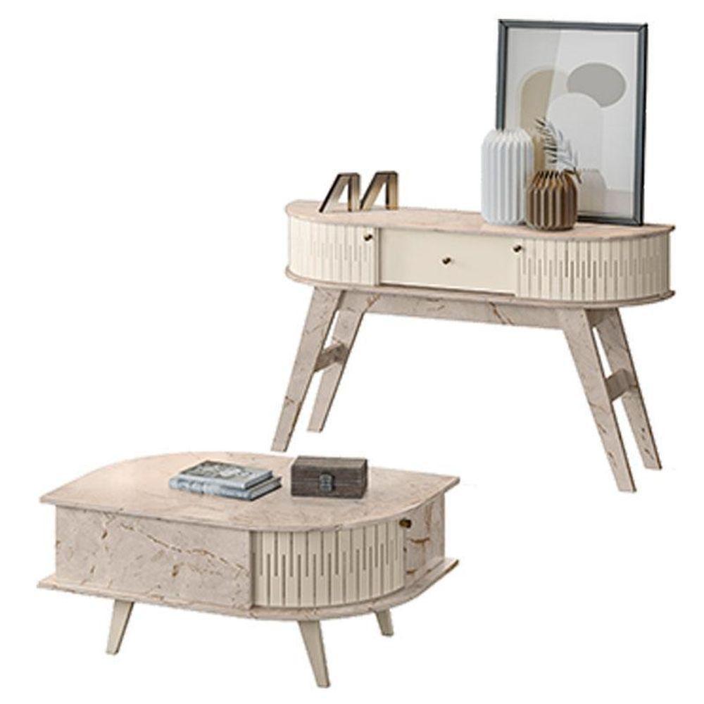 Estante Home Theater Daytona Com Aparador Estoril E Mesa De Centro Indianápolis Calacata Off White – Madetec - 7