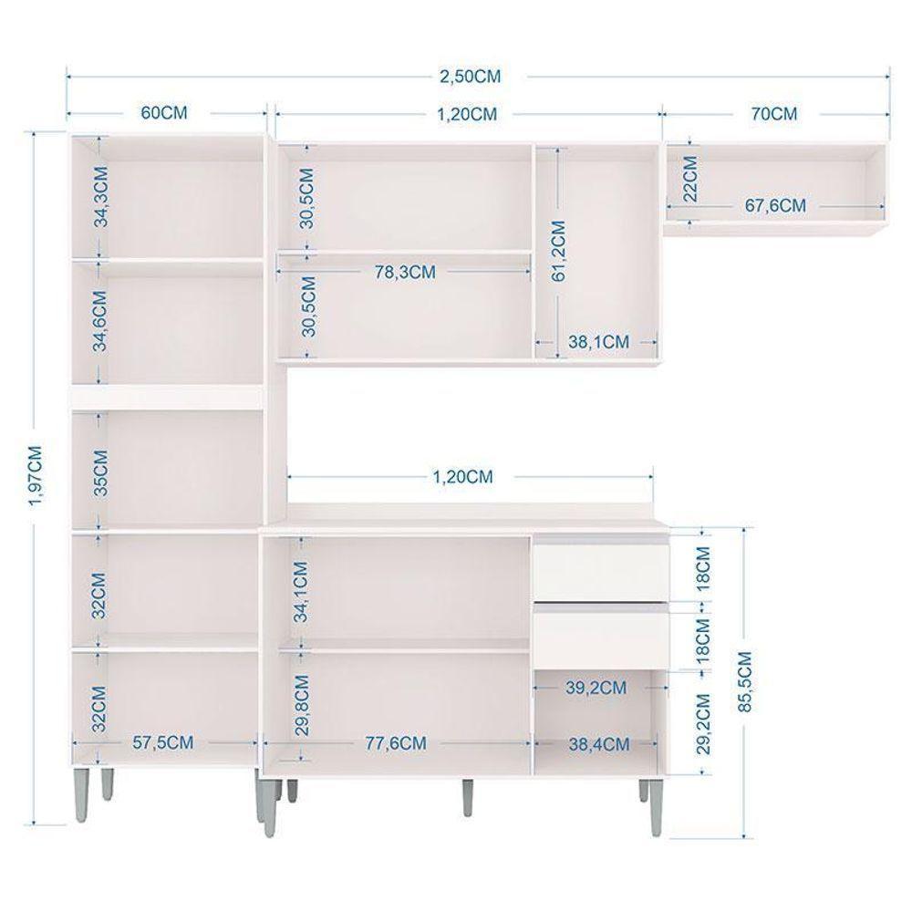 Cozinha Aline Balcão Com Tampo Branco - Poquema - 3