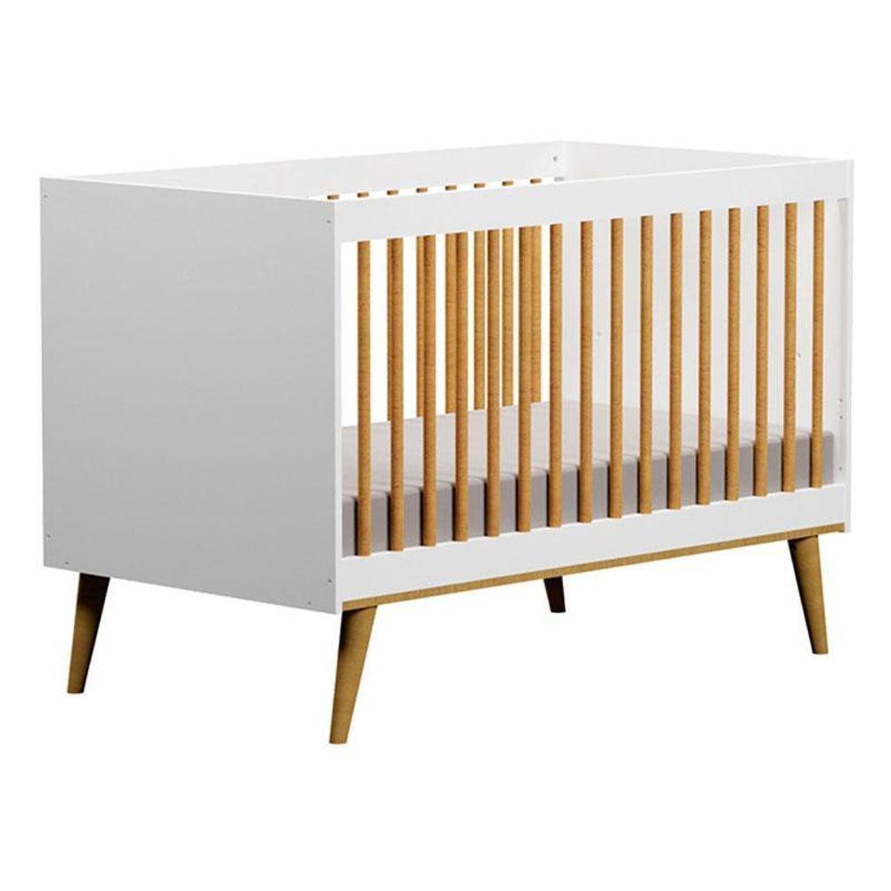 Quarto De Bebê Ludmila Com Berço Ligia Branco Acetinado Bétula Com Colchão Gazin - Carolina Móveis - 2
