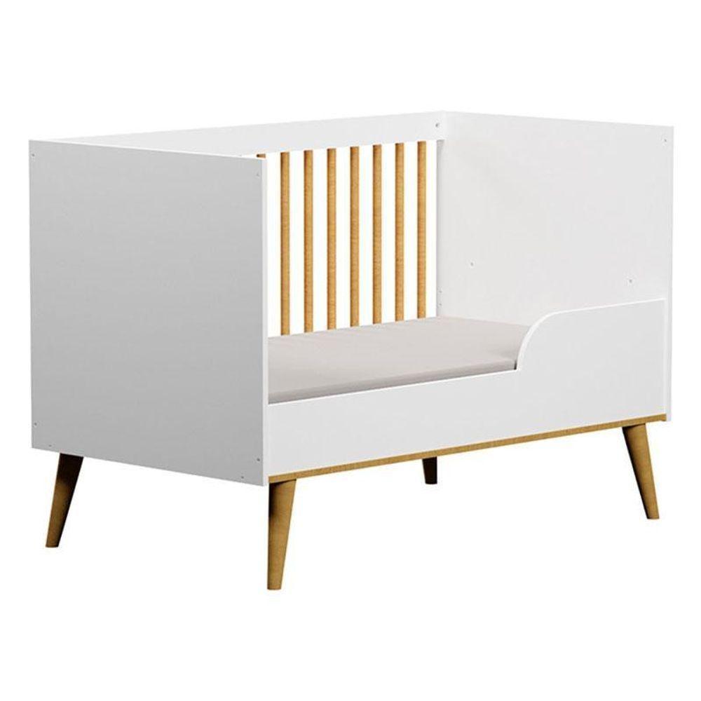 Quarto De Bebê Ludmila Com Berço Ligia Branco Acetinado Bétula Com Colchão Gazin - Carolina Móveis - 4