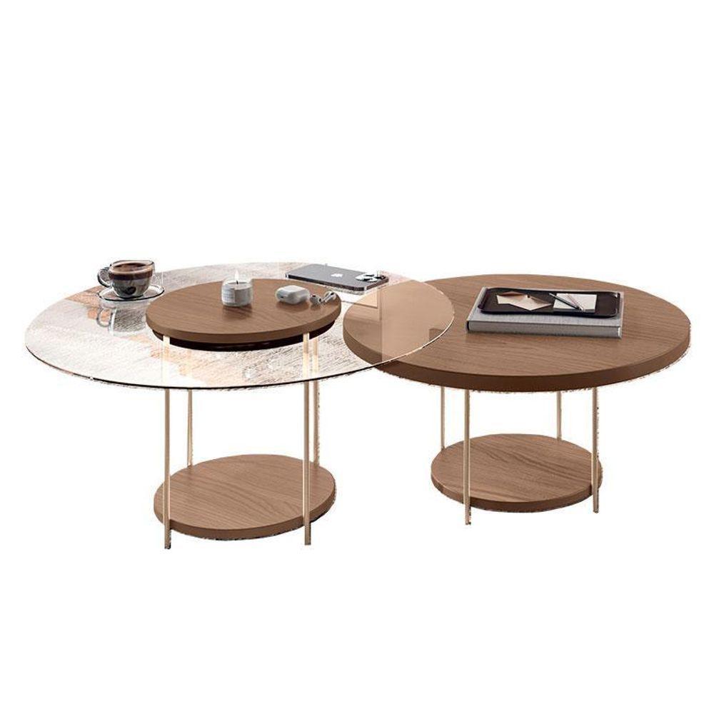 Estante Home Theater Nobre Off White Castanho E Aparador Infinity E Kit Mesa De Centro Sky Castanho – Hb Móveis - 6