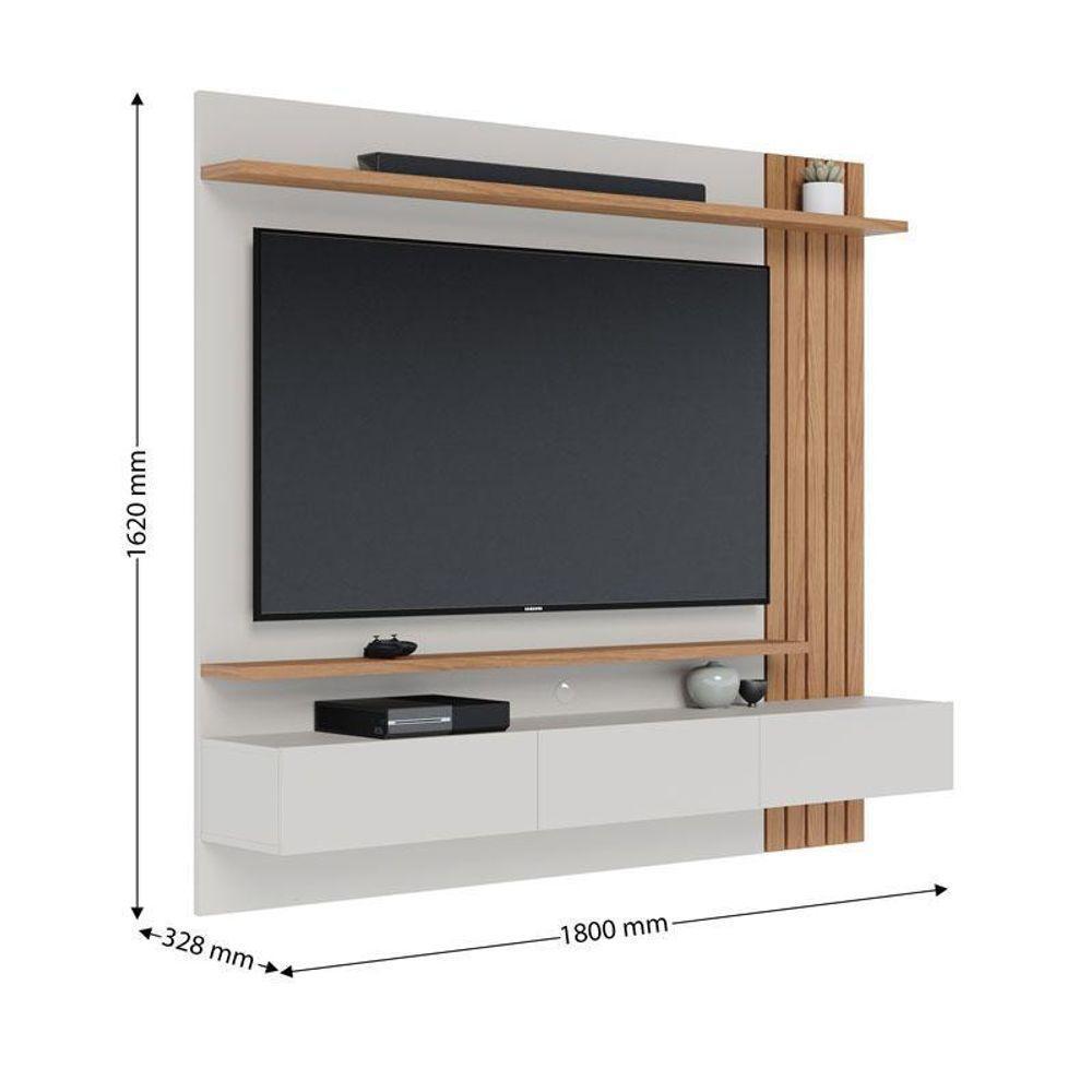 Painel Para Tv Home Suspenso Ambiente Juriti 1.8 Off White Matte Freijó – Colibri - 3