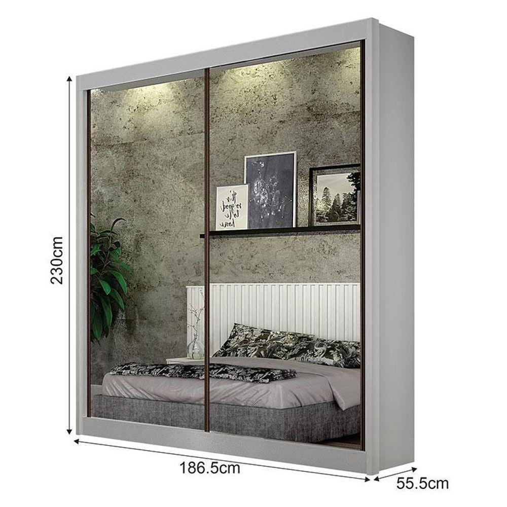 Guarda Roupa 2 Portas 2 Espelhos São Paulo Gold Branco – Leifer Móveis - 4