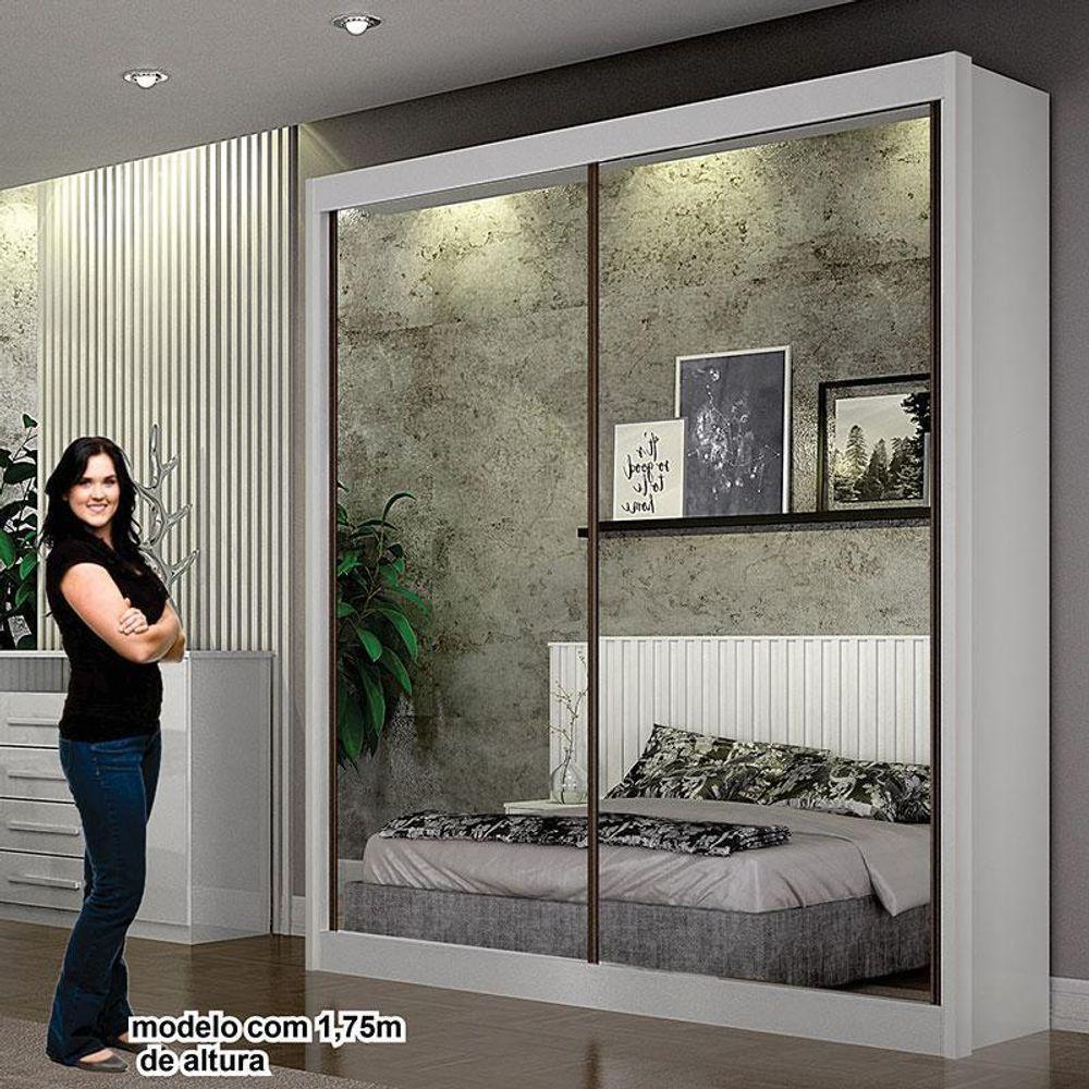 Guarda Roupa 2 Portas 2 Espelhos São Paulo Gold Branco – Leifer Móveis - 5