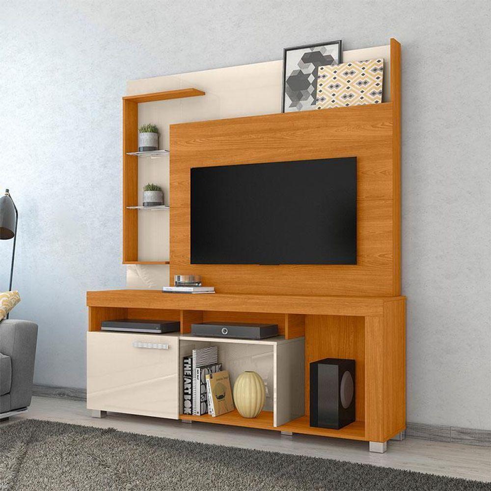 Estante Home Theater ícaro Com Aparador Frizz Cinamomo Off White - Madetec - 6