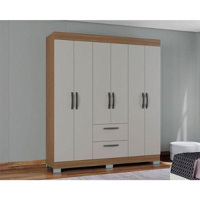 Guarda Roupa Casal Ambiente Tóquio 6 Portas 2 Gavetas Damasco Off White MDP Poquema