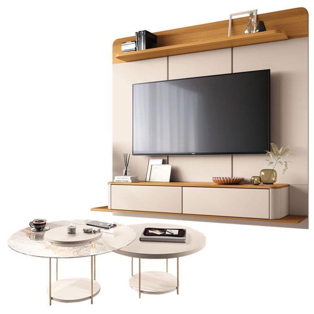 Home Suspenso Galax Cinamomo Off White E Kit Mesa De Centro Sky Off White- Hb Móveis - 1