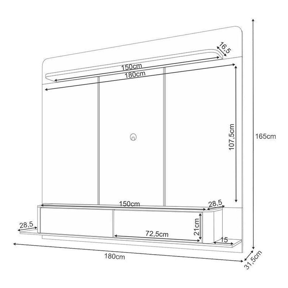 Home Suspenso Galax Cinamomo Off White E Kit Mesa De Centro Sky Off White- Hb Móveis - 3