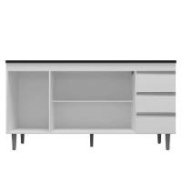 Balcão De Cozinha Andréia Branco Com Tampo 160 Cm Preto Fosco – Ajl - 3