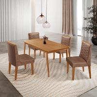 Mesa De Jantar Copper 120cm Tampo Mdf Com 4 Cadeiras Eloise Tork/naturale/naturale - 1