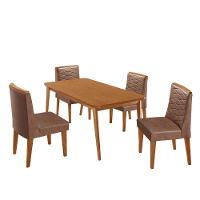 Mesa De Jantar Copper 120cm Tampo Mdf Com 4 Cadeiras Eloise Tork/naturale/naturale - 2