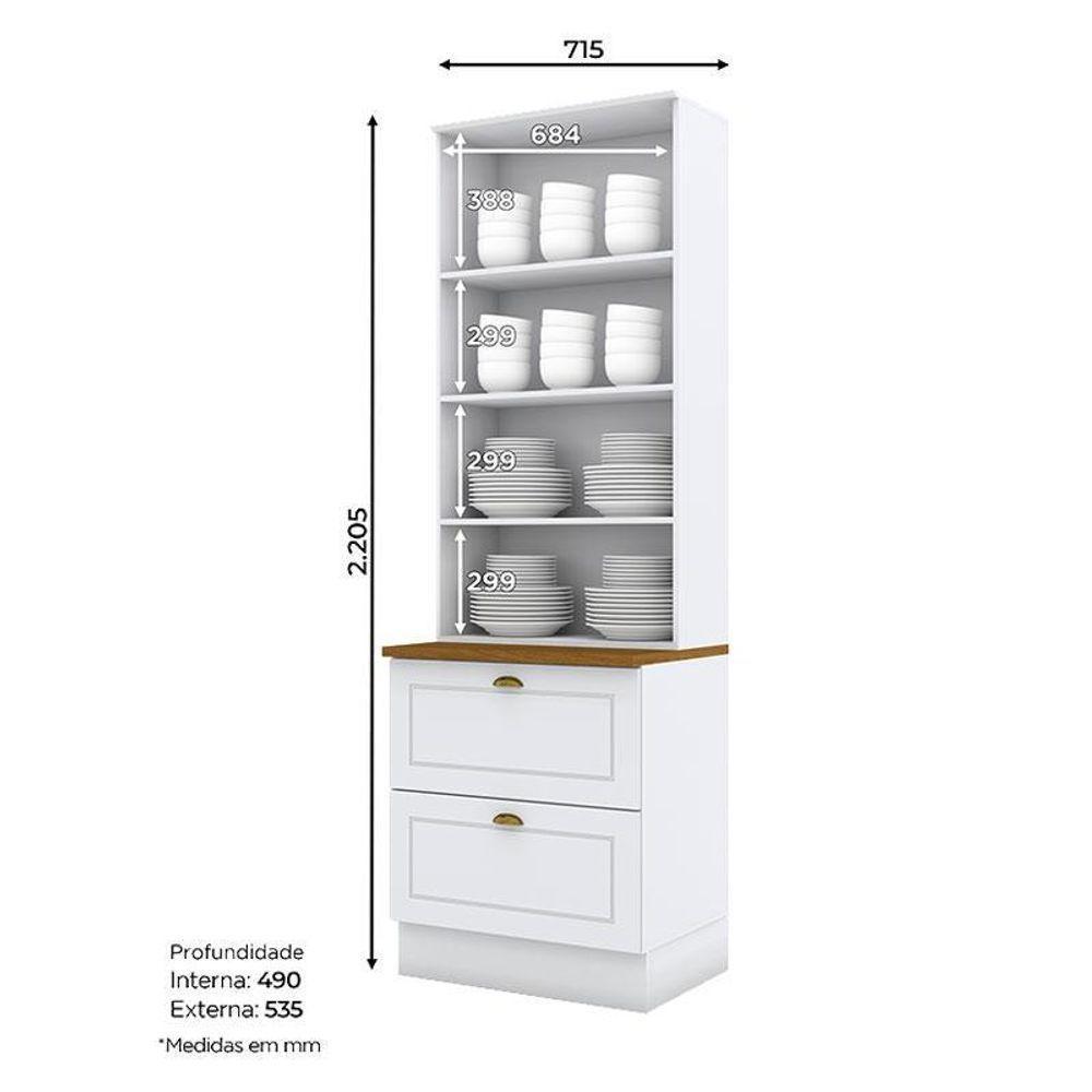 Cristaleira Nova York Branco Hp Com Tampo Naturale – Henn - 3