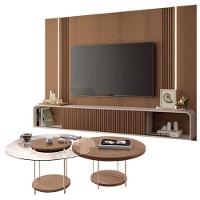 Home Suspenso Empire Castanho Off White E Kit Mesa De Centro Sky Castanho- Hb Móveis - 1