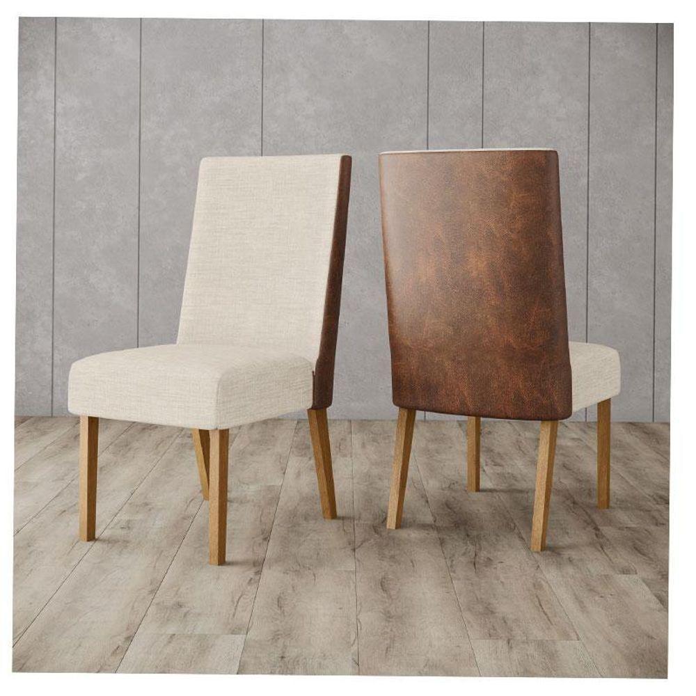 Cadeira Para Mesa De Jantar Ambiente Anne Kit 2 Peças Nature Courano Linho - Henn - 1