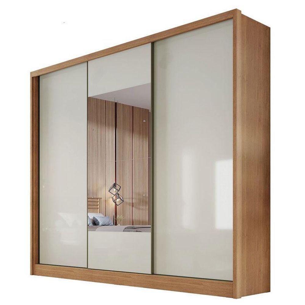 Guarda Roupa Casal Medelim 3 Portas 6 Gavetas Cumaru 25 Fendi Com Espelho – Novo Horizonte - 1