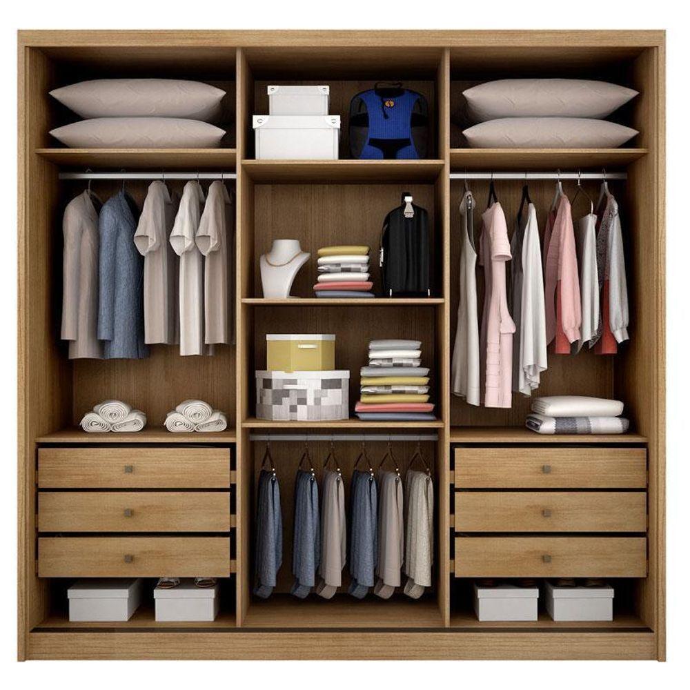 Guarda Roupa Casal Medelim 3 Portas 6 Gavetas Cumaru 25 Fendi Com Espelho – Novo Horizonte - 3