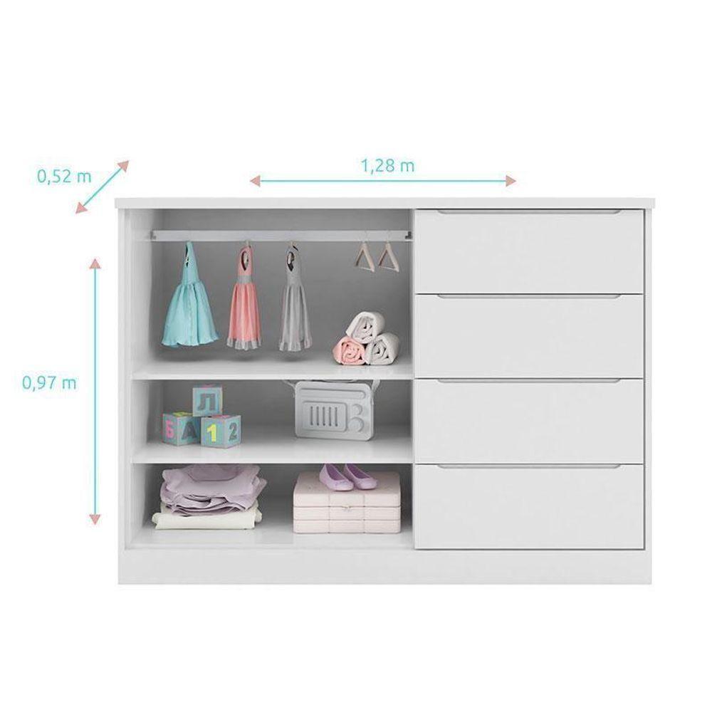 Quarto De Bebê Blenda Com Berço Americano Maya Branco Acetinado - Phoenix Baby - 6