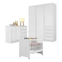Quarto De Bebê Blenda Com Berço Americano Maya Branco Acetinado - Phoenix Baby - 1