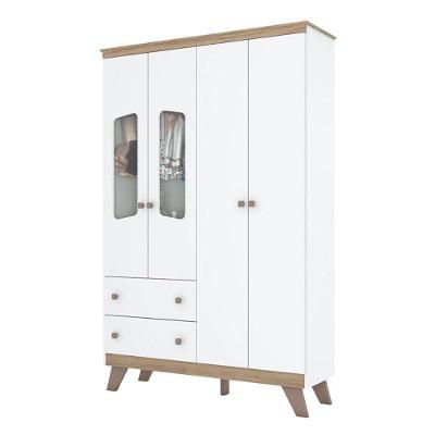 Guarda Roupa Infantil 4 Portas Confete Branco Brilho Jequitibá Hp - Henn