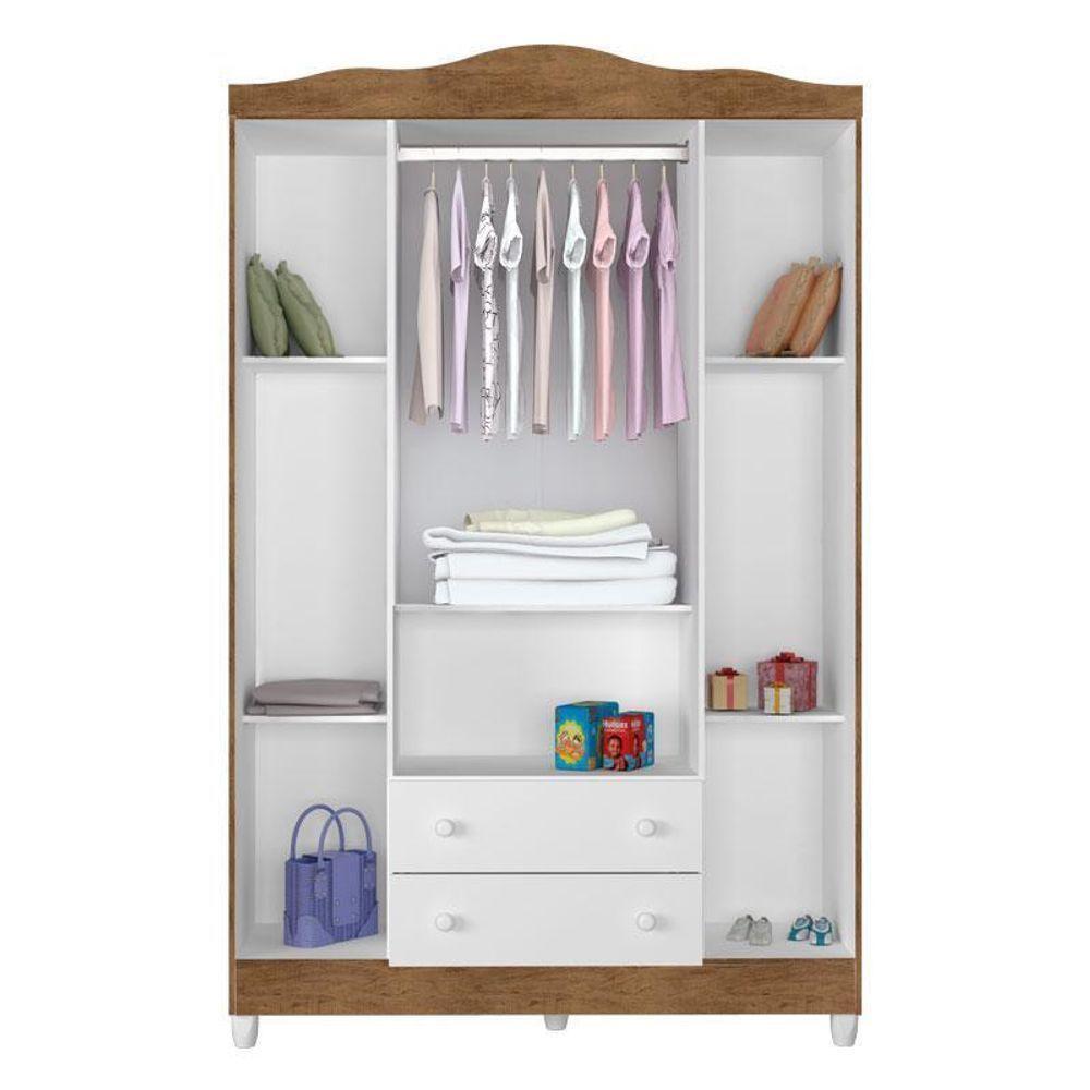 Quarto De Bebê Ariel 4p Berço Lara Branco Acetinado Amadeirado Com Colchão – Carolina - 8