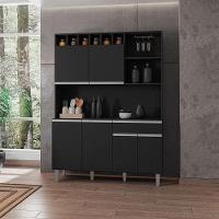 Armário Para Cozinha Ambiente Kit Alice Preto Fosco - Ajl - 1