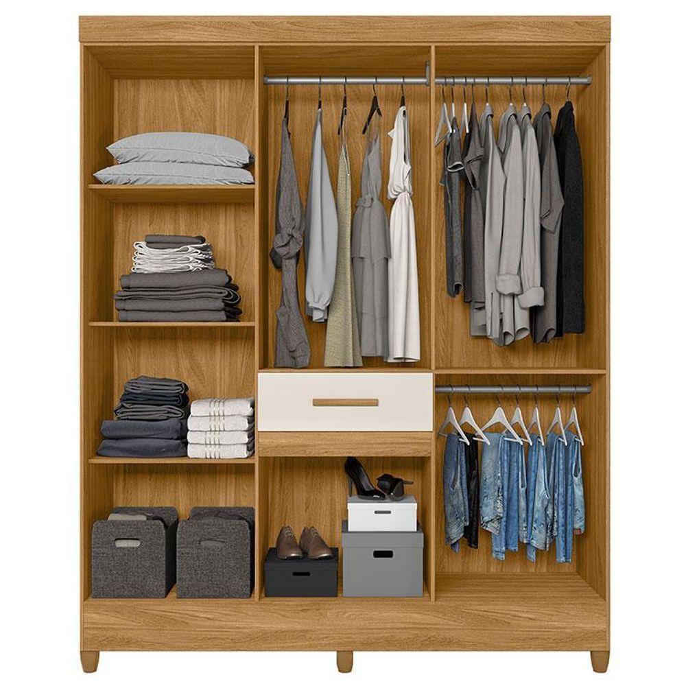 Guarda Roupa Casal Ambiente Portugal 8 Portas Freijó Off White Com Espelho - Moval - 3