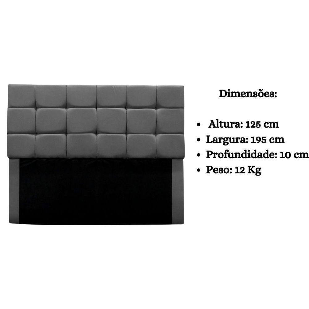 Cabeceira Cama Box Estofada King 195 Cm Costa Rica Suede Cinza - 8