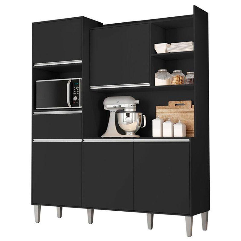 Armário Para Cozinha Kit Ambiente Isabel Preto Fosco - Ajl - 5