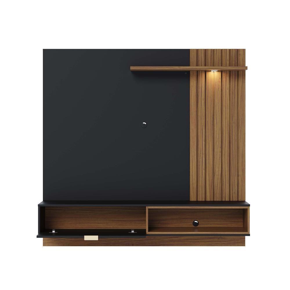 Painel Para Tv Suspenso Tocantins 1.6 Preto Acetinado Noce Milano Com Aparador Para Sala Riviera Noce Milano – Colibri - 2