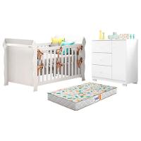 Berço Americano Lara E Cômoda Infantil Duda Branco Brilho Com Colchão Gazin – Phoenix Baby - 1