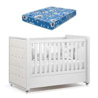 Berço Americano Tutto New Branco Acetinado Com Capitonê New Boucle E Colchão Ortobom - Matic - 1