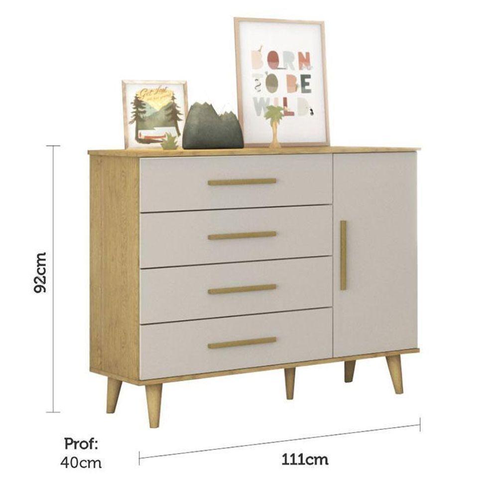 Berço Americano E Cômoda Infantil Ludmila Off White Bétula Com Colchão Gazin - Carolina Baby - 9