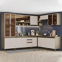 Cozinha Completa De Canto 9 Peças Connect Duna/cristal Com Cristaleira E Aéreo Vidro - Móveis Henn Duna/cristal - 2