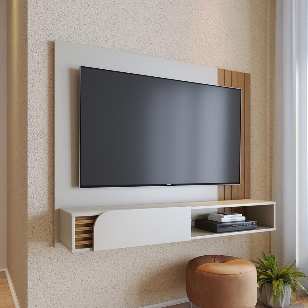 Painel Home Suspenso Para Tv Até 60 Polegadas 1 Porta Jurerê Freijó E Off White - 8