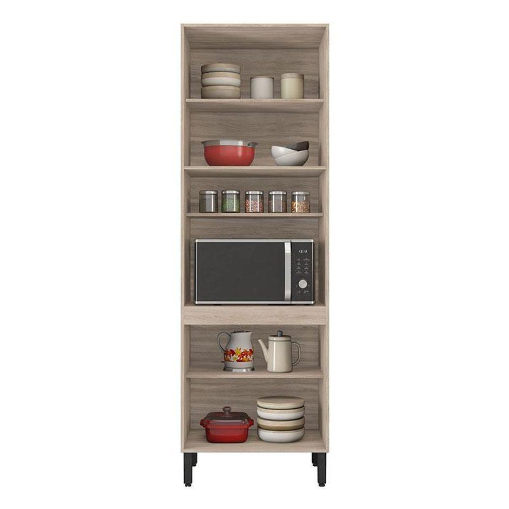 Armário Paneleiro Firenze Com Porta De Vidro Avena Grafito - Demóbile - 3