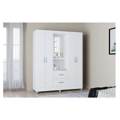 Guarda Roupa Solteiro Ambiente Cordoba 4 Portas 2 Gavetas Branco Brilho